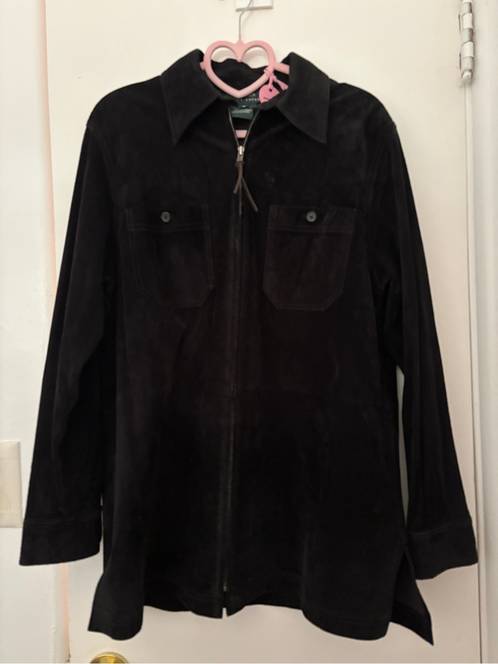 VTG RALPH LAUREN SUEDE BLACK ZIP JACKET SZ M LEATHER UTILITY SHACKET